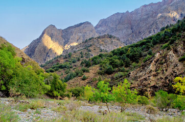Uzbekistan mountain landscape. Foothills of the Pamirs.