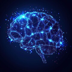 Abstract Brain Illustration with a Glowing Blue and Purple Color Scheme