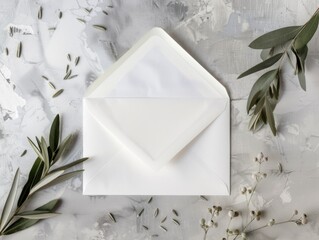 An open envelope containing another white envelope on a table