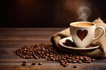 A cup of coffee with a heart drawn on the side, a thoughtful touch