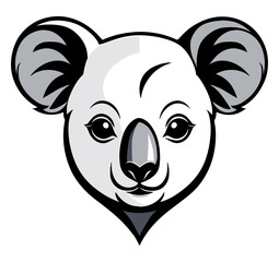 Koala black and white isolated logo or symbol. Can be used as emblem or mascot for sports or other products.
