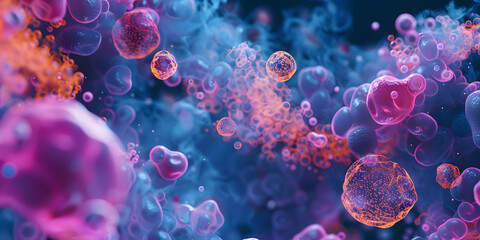 Rea&ccedil;&atilde;o qu&iacute;mica colorida em close-up microsc&oacute;pico