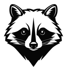 Raccoon black and white isolated logo or symbol. Can be used as emblem or mascot for sports or other products.