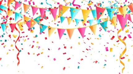 Colorful Party Decorations with Confetti and Ribbons