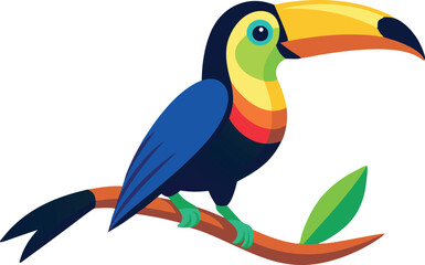 Fototapeta premium Toucan perched on a leafy branch