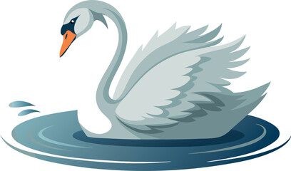 Fototapeta premium Graceful swan gliding on water
