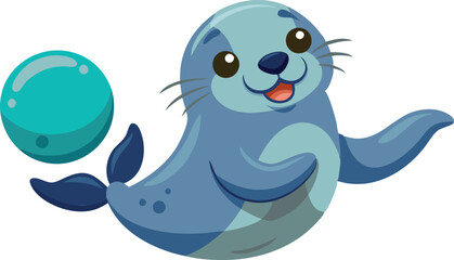 Obraz premium Happy seal playing with a ball