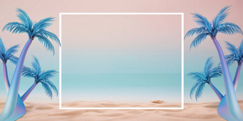 Obraz premium frame of plant leaves and color gradient, for text, empty space