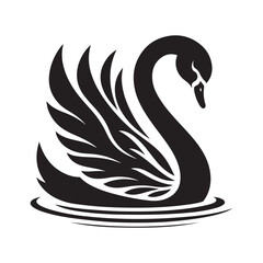 Swan bee silhouette vector illustration