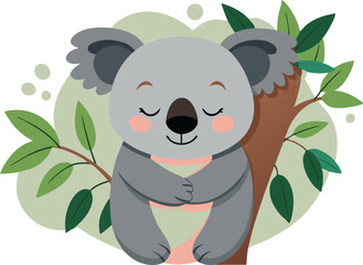 Fototapeta premium Koala holding eucalyptus leaves