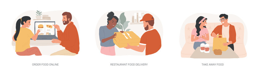Buying food online isolated cartoon vector illustrations se
