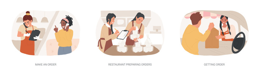 Obraz premium Curbside pickup at a restaurant isolated cartoon vector illustrations se