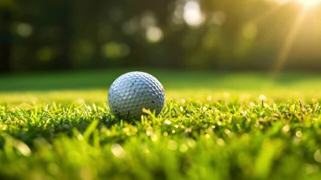 Closeup shot of iron club striking golf ball on tee. Concept Golf swing, Iron club, Tee shot, Closeup photography, Sports action shot