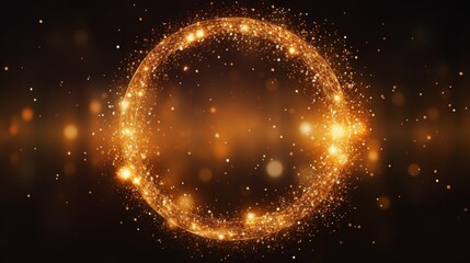 Glowing Orange Circle with Sparkles on Dark Background