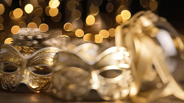 Close-up of New Year's Eve party favors such as noisemakers and masks. Concept Close-up Photography, New Year's Eve, Party Favors, Noisemakers, Masks