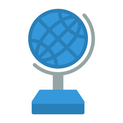 globe icon color or logo illustration flat color blue style