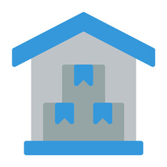 house icon color or logo illustration flat color blue style	