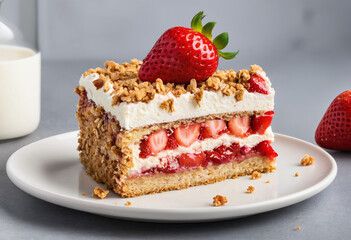 Slice of Strawberry Crunch Cake