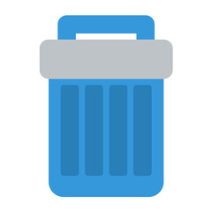 trash icon color or logo illustration flat color blue style	