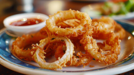 Crispy onion rings, perfect for snacking or as a side dish.