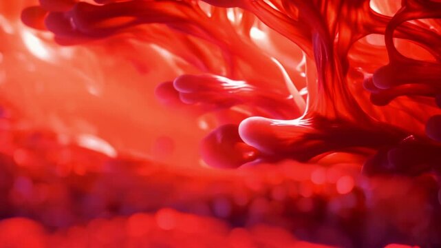 Closeup abstract of red algae with selective focus and creative lighting. Concept Abstract Photography, Close-up Shots, Red Algae, Selective Focus, Creative Lighting