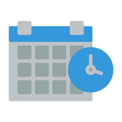 calendar icon color or logo illustration flat color blue style	