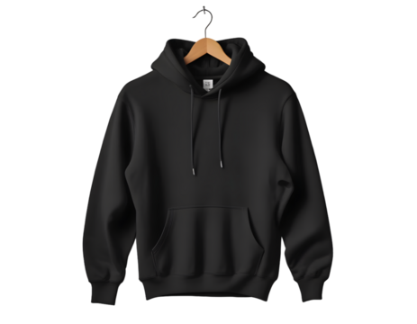 Blank black male hoodie sweatshirt long sleeve with clipping path, mens hoody with hood for your design mockup for print, isolated on white background. Template sport winter clothes. - Powered by Adobe