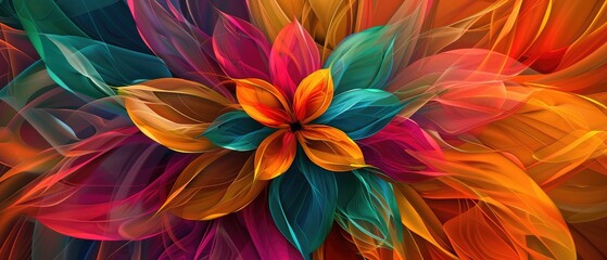 Fototapeta premium vibrant abstract flower design with colorful petals and organic shapes pattern