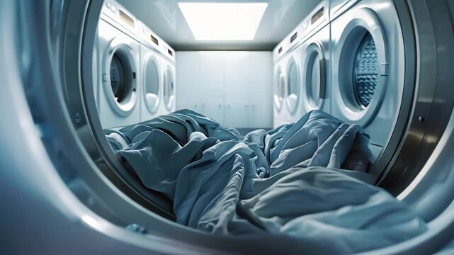 Dirty laundry inside open washing machine door in bathroom at home. Concept Laundry, Washing Machine, Home Decor, Bathroom Design