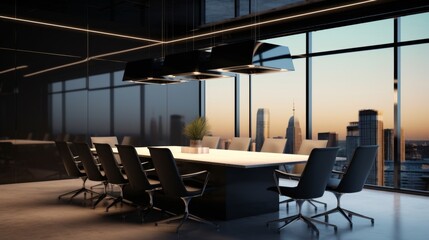 Modern Corporate Boardroom with Panoramic City View