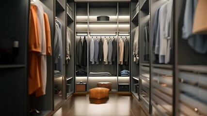 Custom luxury bedroom closet with discreet storage solutions. Concept Luxury Closets, Custom Storage, Discreet Solutions, Bedroom Organization, Elegant Space
