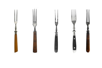 Vintage meat forks isolated on white background.