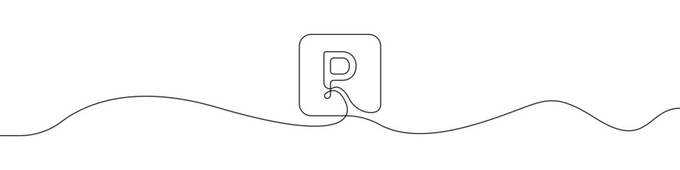 Parking icon one line vector. Drawing of a car parking sign contour black line vector. Outline parking line vector. Vector illustration.