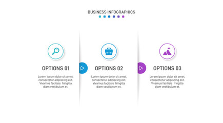 Horizontal progress bar featuring 3 arrow-shaped elements, symbolizing three six stages of business strategy and progression. Clean timeline infographic design template. Vector for presentation