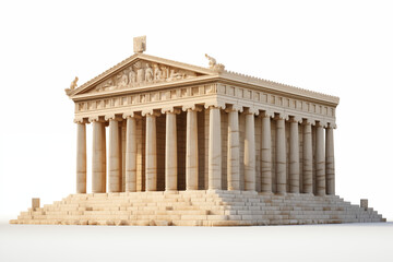 Obraz premium Greek temple on a white background. Greek civilization. Archeology of ancient Greece. News about ancient Greece. History book about ancient Greece. 