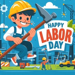 Fototapeta premium Worker wishing Happy Labor Day