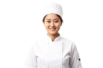 Women chef isolated on transparent background png cutouts. Images for graphic designers. Image for flyers. Topics related to cooking. Cooking world. Job offer. Recruitment..	