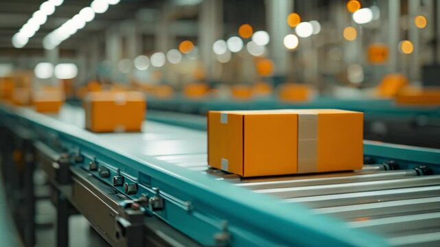 Closeup of secure package handling in delivery process with vibrant branding. Concept Secure Delivery Packaging, Brand Identity, Shipping Process, Close-up Shots