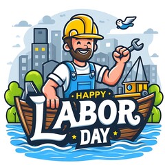 Fototapeta premium Worker wishing Happy Labor Day
