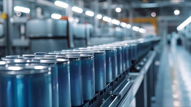 Equipment in lithium battery production facility. Concept Lithium Battery, Manufacturing Equipment, Production Facility, Safety Protocols, Quality Control