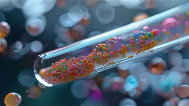 Magnified Illustration of DNA Strands in a Test Tube Showcasing Biotechnology Marvel. Concept Biotechnology Marvel, DNA Strands, Test Tube, Magnified Illustration