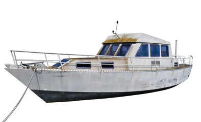 A small motor boat isolated on the transparent background