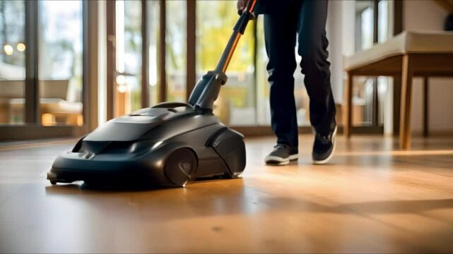 Housekeeper replacing vacuum dust filter posthouse cleaning for maintenance. Concept Housekeeping, Vacuum Maintenance, Dust Filter Replacement, Cleaning Tips, Home Maintenance