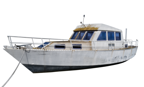 A small motor boat isolated on the transparent background