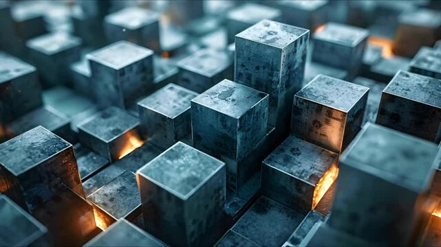 Metamorphosis of Cubes and Rectangles: Symbolizing Ongoing Transformation. Concept Transformation, Cubes, Rectangles, Metamorphosis, Symbolism
