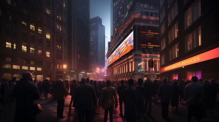 Obraz premium Futuristic ai engineers in digitalized stock market, finance experts in finance s digital twin