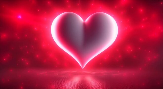 3d render love red heart visual effect motion with glowing aura energy arround on black backdrop 4k animation