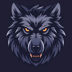 Obraz premium Fierce wolf head logo, Detailed fur texture and sharp features