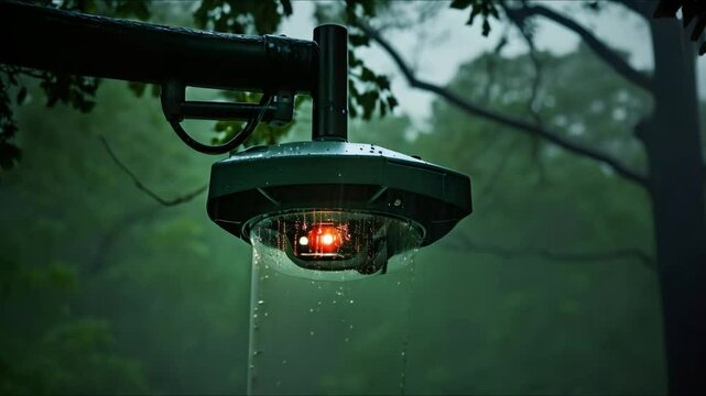 Surveillance technology that adapts to changing weather and lighting conditions. Concept AI-powered Surveillance, Weather-Adaptive Tech, Lighting Optimization, Dynamic Monitoring