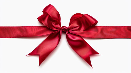 Satin red gift bow tied on a pure white background wallpaper